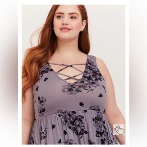 SUPER SOFT V-NECK STRAPPY HANDKERCHIEF BABYDOLL TOP